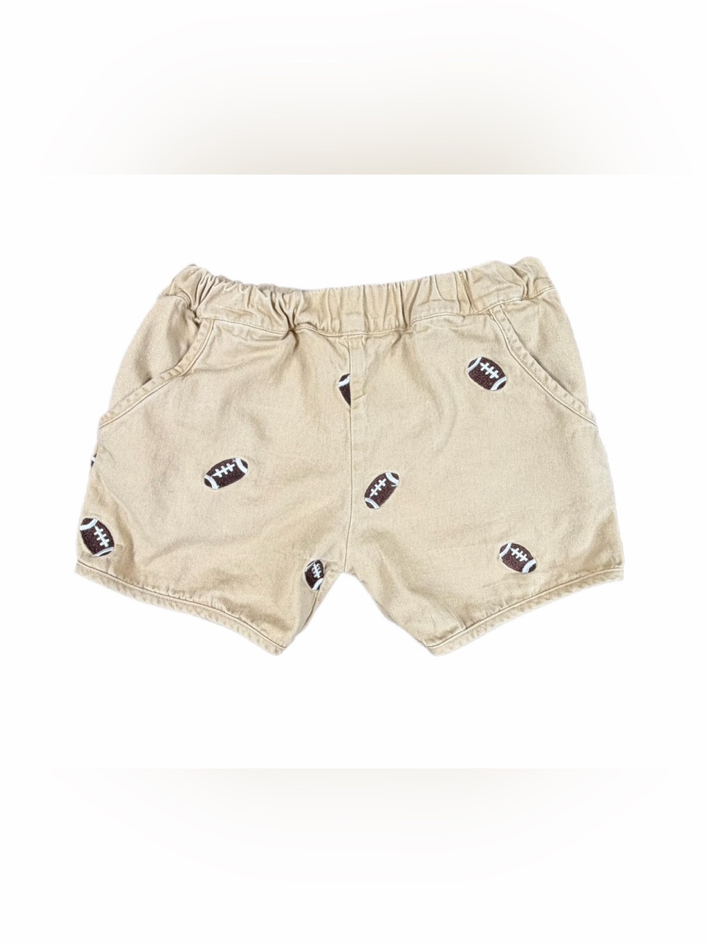SOUTHERN TATERS Girls Football Embroidered Khaki Shorts - 5